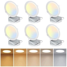 4 Inch LED Recessed Ceiling Light 6 pack, 5CCT Ultra-Thin 9W 90W Dimmable