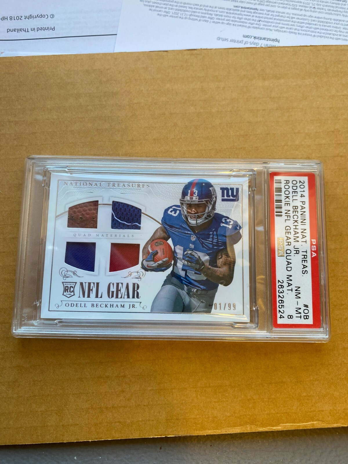 Odell Beckham Jr. Panini National Treasures Rookie NFL Gear Quad Materials #OB Base
