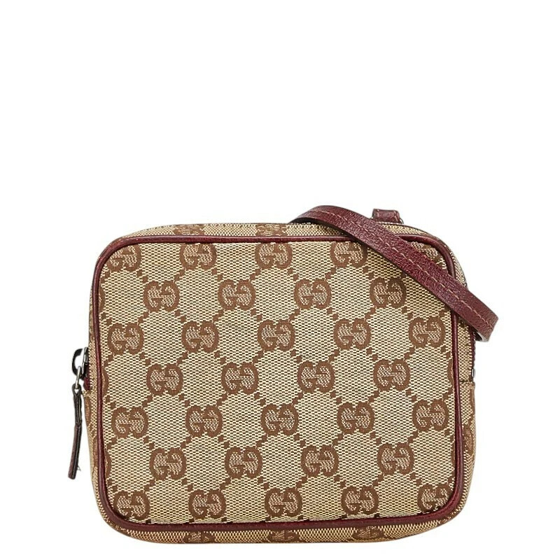 GUCCI GG Canvas Crossbody Bag in Beige & Bordeaux