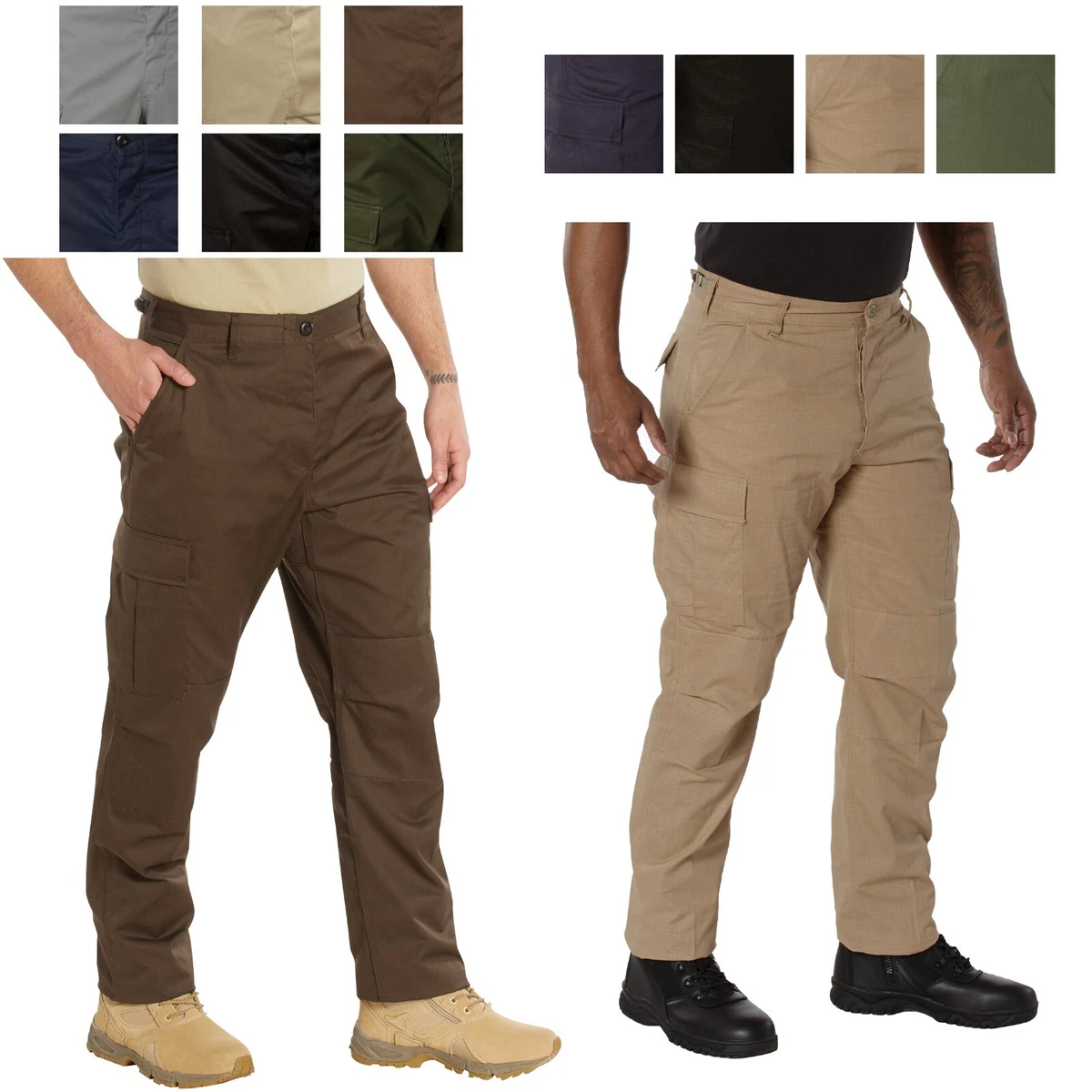 Military Type BDU Pants Army Cargo Fatigue Solid Colors