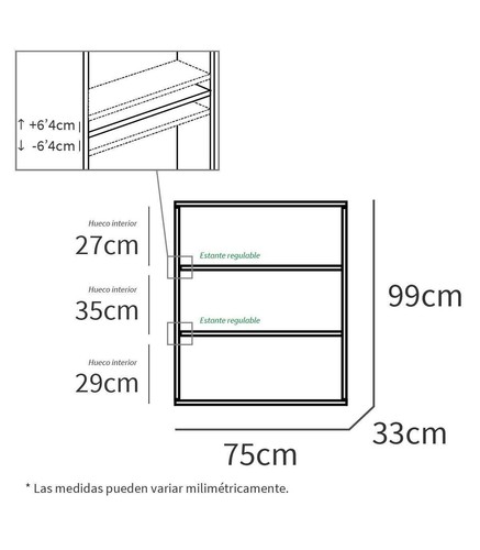 PTARCH, Estantería-4 tres estantes acabado roble cambrian, 99.5 cm(alto) 75.5 cm - Imagen 3 de 3