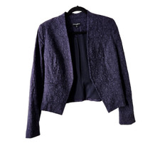 Mario Serrani Women’s Floral Navy Cotton Open Blazer Jacket Size 4