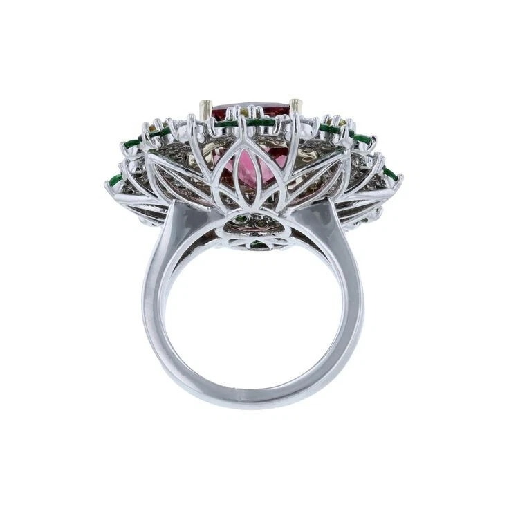 935 Silver Floral Design Simulated 4.88 TCW Sapphire Women's Party Wear Ring - Image 4 of 4