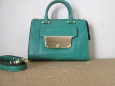 Milly Isabella Kelly Green Pebbled Small Tote Satchel W/ Crossbody Strap *$375