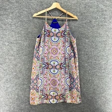 Unbranded Dress Women M Medium White Geometric Shift Midi Sleeveless Casual