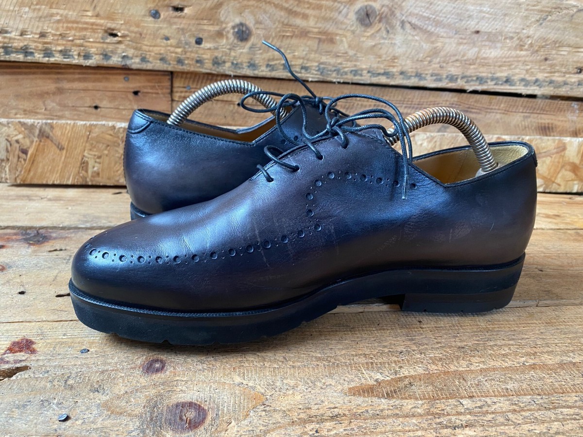 Berluti alessandro patina mens leather lace-up derby shoes sz 40