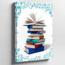 Create A Vibrant And Playful Illustration Of A Stack Of Colorful Books Wall Art