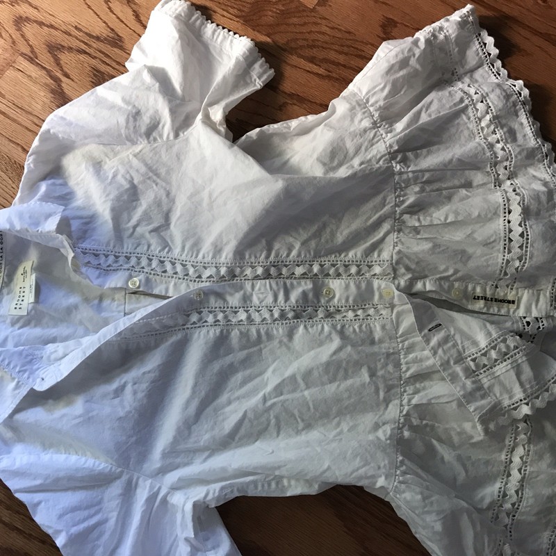 Kate Spade Broome Street Poplin Ruffle 100% Cotton White XS