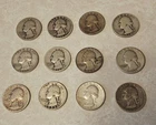 1934-1964 Washington SILVER Quarters(Lot 12) Distinct Mints 73.3 Total Gm Weight