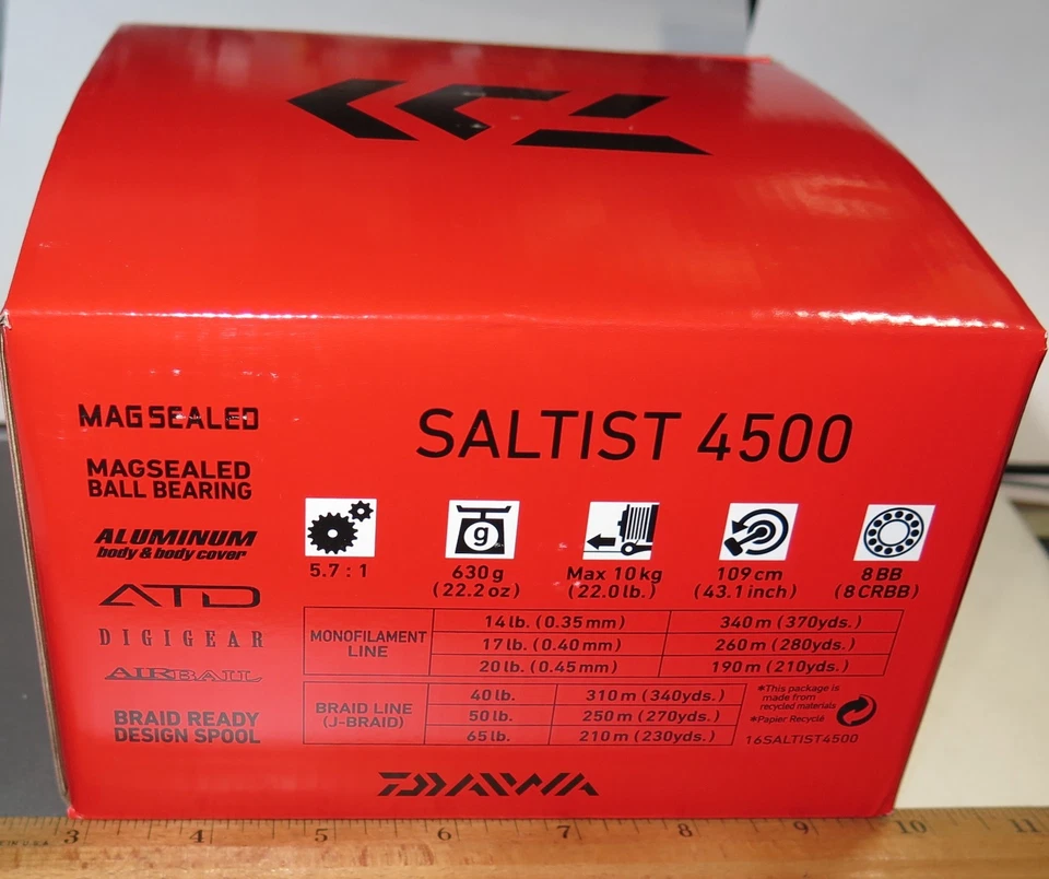 Carrete giratorio Daiwa Saltist 4500 5,6:1 agua salada 8BB NUEVO Foto 2 de 4