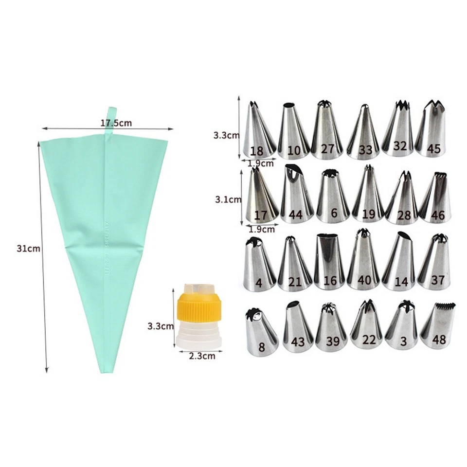 Decorative cake supplies silicone piping bags and stainless tips bundle - Image 2 of 4