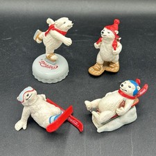 Vintage 1993 Coca Cola Polar Bear Figurines PVC Set of 4 Winter Sports