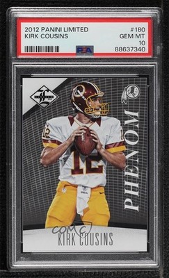 2012 Panini Limited Phenom 252/299 Kirk Cousins #180 PSA 10 GEM MT Rookie RC 1j2