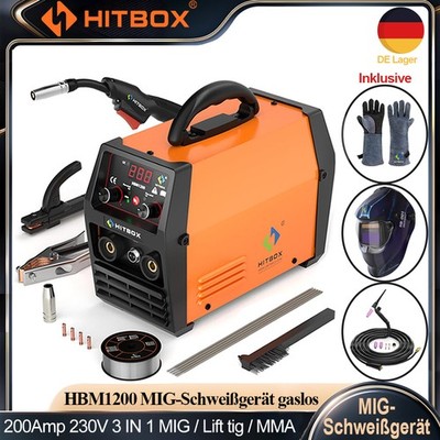 Gaslos MIG-Schweißgerät 200A 240V 3in1 ARC TIG MIG IGBT Inverter Schweißmaschine