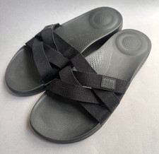 Womens Shoes Black Fitflops Flipflops Canvas Fabric EU 42 UK 8 Never Been Worn