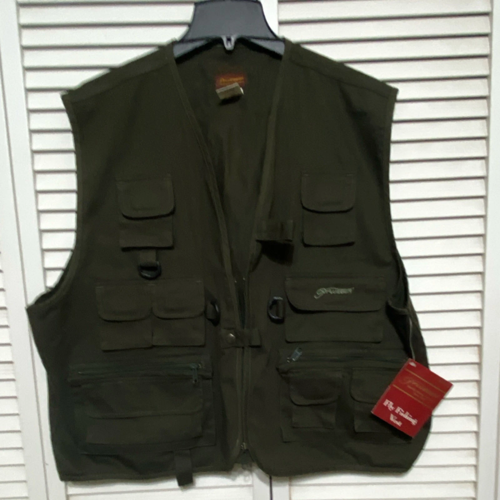 Pflueger Fly Fishing Vest Olive XXL 100% Cotton Multiple Pockets D-Rings
