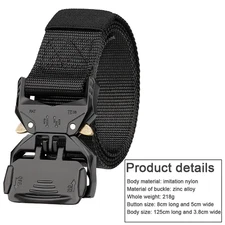 Adjustable Men's Tactical Nylon Belt Alloy Buckle Sports Belt Quick Release Belt