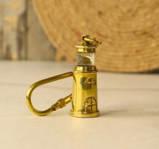 Handmade Brass Lighthouse Keychain  Key Fob with Screw Lock Carabiner  Unique