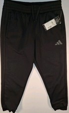 Adidas AK5949 Boys' Medium 10/12 Elastic Waistband 3-Stripe Tonal Joggers, Black