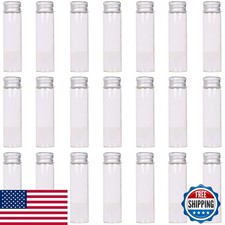 MaxMau 24 Glass Small Bottles 20ml Mini Jars Screwed Metal Lids Clear Tiny