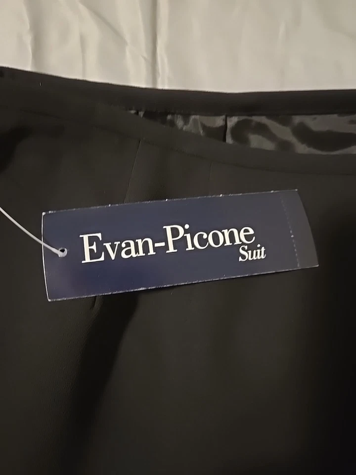 Evan Picone 2 Piece Skirt Navy Blue Lined Zip Close Slit Women Sz 12 Newwith Tag - Image 4 of 4