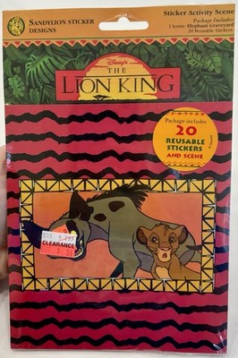 Vintage Disney Lion King Sticker Activity Scene Elephant Graveyard New Sealed