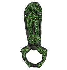 Green Slipper With Face Engraved Victorian Style Handcrafted Brass Door Knocker