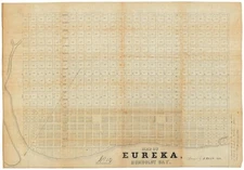 Manuscript map of Eureka, Humboldt with hand-written annotation by J.N. Lentell.