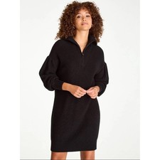 525 AMERICA 100% Cotton Ribbed Sweater Dress Women's Large Black