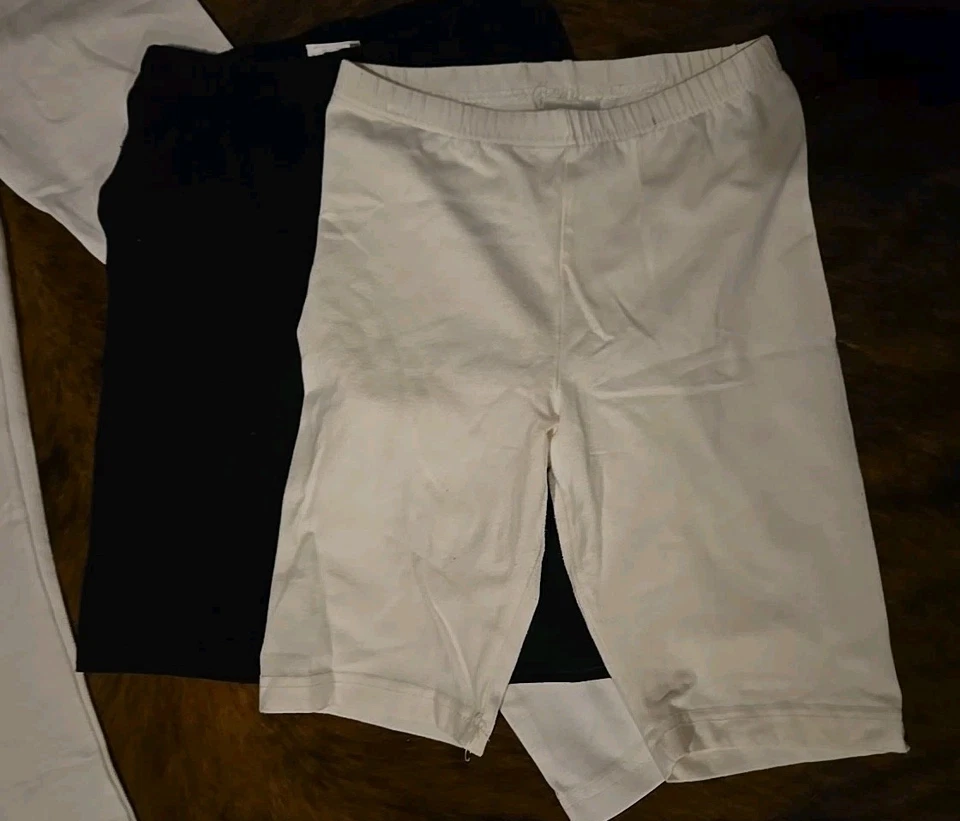 Newport News Mujer Pequeño Hecho en EE. UU. Leggings Lote De 3 Negro Blanco Largo Y Corto Foto 2 de 4