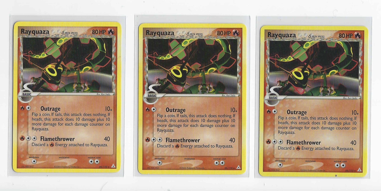 Rayquaza Delta Species EX Holon Phantoms Non Holo 26/110 Pokemon Card LOT 3 NM