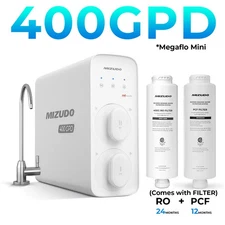 8-Stage Reverse Osmosis Water Filtration System,400 GPD, Tankless,w/Water Filter