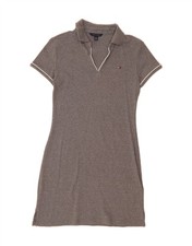 TOMMY HILFIGER Womens Polo Dress UK 12 Medium Grey Cotton AU02