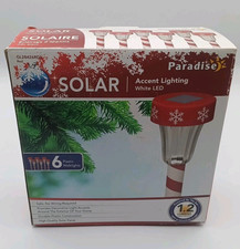 Christmas Solar Lights Candy Cane Stripe Snowflake Set of 6 New