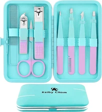 Tweezers Set and Nail Clippers 8Pcs Precision No Gaps Eyebrow Tweezer Kit for Fa