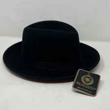 NEW Men Bruno Capelo Dress Fedora Hat M 100% Wool Princeton Black R No Emblem