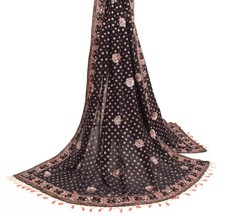 Sushila Vintage Sequins Embellish Heavy Dupatta Pure Georgette Black Long Stole