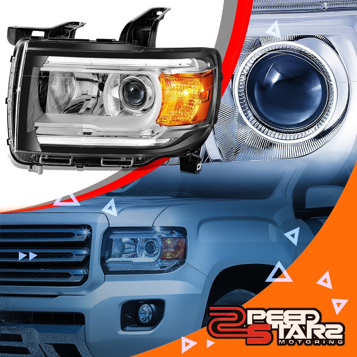 Canyon Light Tube DRL Projector Headlights; Black Housing; Clear Lens