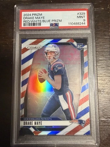 2024 Panini Prizm - Drake Maye Red White & Blue Prizm Rookie (RC) PSA 9