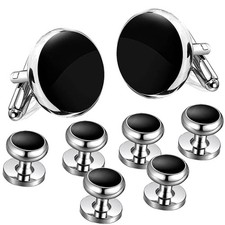 Cufflinks for Men, Tuxedo Studs and Cufflinks Set, Classic Black Gold CuffLin...