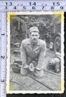 WW2 Soldier France Mechanic Working on Vehicle Vintage BW Photo Snapshot