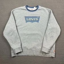 Levis Crewneck Sweatshirt Men Large Gray Relaxed Fit Orange Tab Fleece Casual