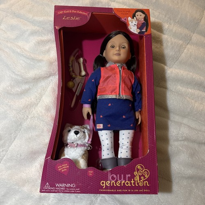 #ad Our Generation 18quot; Doll Leslie with Plush Dog Husky Not Sold In Stores 2019 $30.00