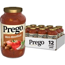 Prego Mini-Meatball 🧆 Pasta Sauce 🍝 24 Ounce Jar (Pack of 12)