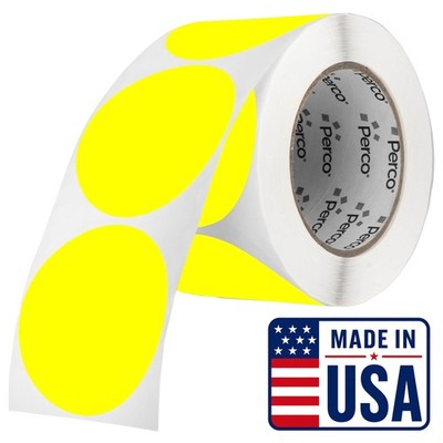 Perco Neon Yellow Round Circle Dot Sticker 3-Inch Labels with Perforation for...