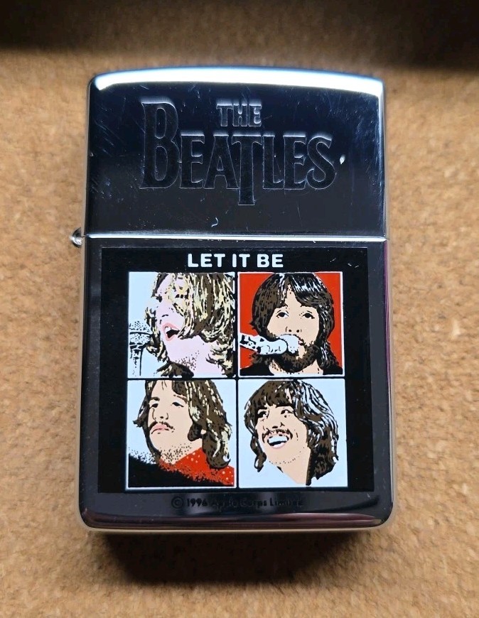 1996 Zippo The Beatles Let It Be Lighter & Keychain in Tin Case