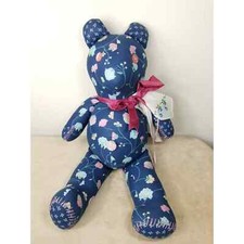 Teddy Bear 90s Bear Elegance Large 18" Steel Blue Floral Limited Edition Vintage