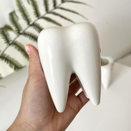 Funny Tooth Shape Ceramic Pen Pencil Pot Holder Storage Organi Desk ё