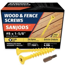 4.5 lbs. Tan Torx Deck Screws, #8 #10 Outdoor Wood Screws, Exterior Epoxy Coated