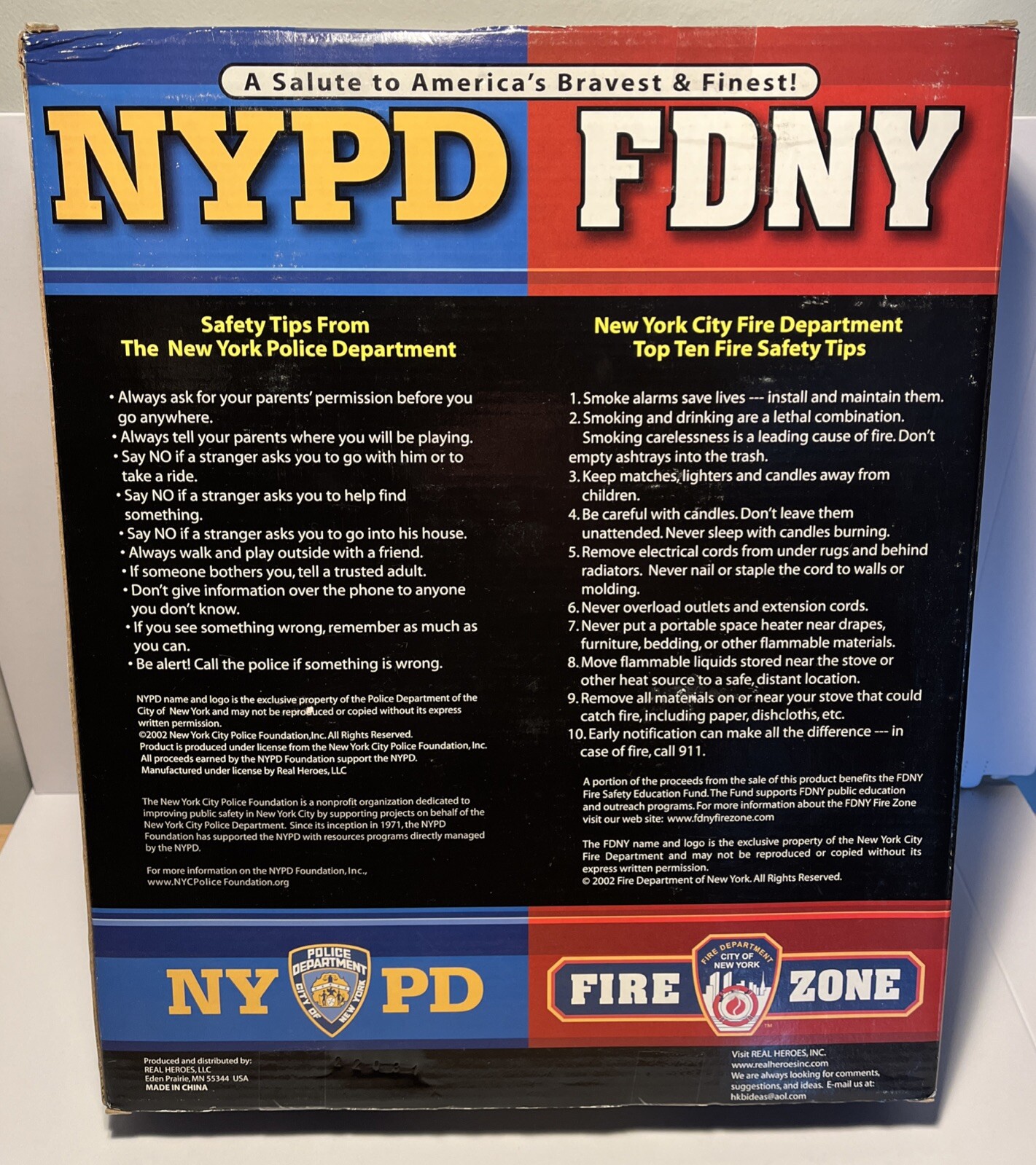 FDNY NYPD A Salute to America's Finest 12" Action Figure Limited Ed Sealed (B80)